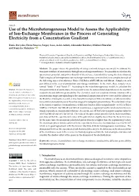 Use of the Microheterogeneous Model to Assess the Applicability of Ion-Exchange Membranes in the Process of Generating Electricity from a Concentration Gradient