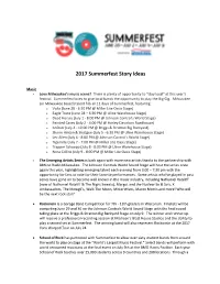 2017 Summerfest Story Ideas