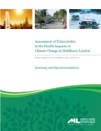 Assessment of Vulnerability to the Health Impacts of Climate Change in Middlesex-London