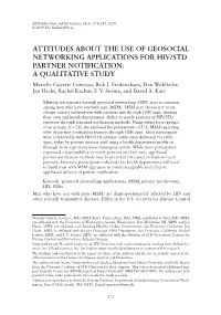 Attitudes About Geosocial Networking Apps for HIV/STD Partner Notification