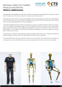 Biofidelic Crash Test Dummy Product Description Primus Unbreakable