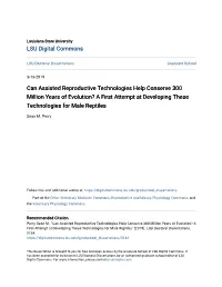 Can Assisted Reproductive Technologies Help Conserve 300 Million Years of Evolution? a First Attempt at Developing These Technologies for Male Reptiles