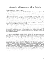 Introduction to Measurements & Error Analysis