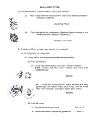 KEY to FRUIT TYPES 1A. Fruit Derived from Several Ovaries of One Or More Flowers 2A. Fruit Arising from the Several Ovaries of A