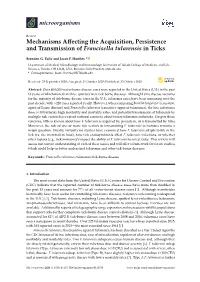 Mechanisms Affecting the Acquisition, Persistence and Transmission Of