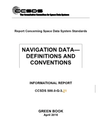 Navigation Data— Definitions and Conventions