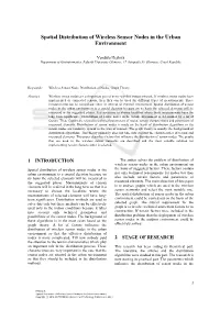 Spatial Distribution of Wireless Sensor Nodes in the Urban Environment