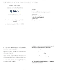 Statistical Shape Analysis Ian Dryden (University of Nottingham) 3E Cycle