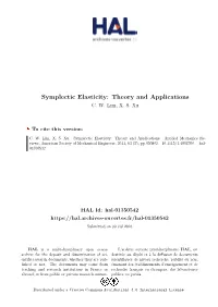 Symplectic Elasticity: Theory and Applications C