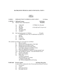Bachelor of Physical Education (B.P.E.) Part-I Part