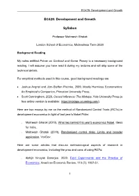 EC428: Development and Growth Syllabus