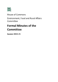Formal Minutes of the Committee Session 2019–21