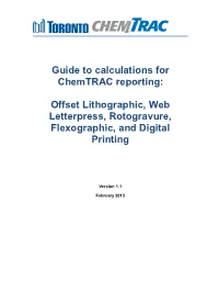 Guide to Calculations for Chemtrac Reporting: Offset Lithographic, Web