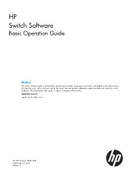 HP Switch Software Basic Operation Guide