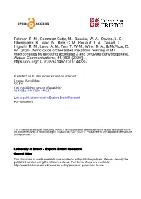 Nitric Oxide Orchestrates Metabolic Rewiring in M1 Macrophages by Targeting Aconitase 2 and Pyruvate Dehydrogenase