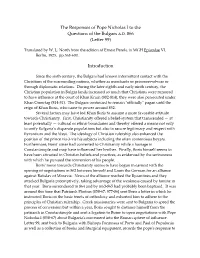 The Responses of Pope Nicholas I to the Questions of the Bulgars AD