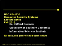 USC Csci530 Computer Security Systems Lecture Notes Fall 2018 All