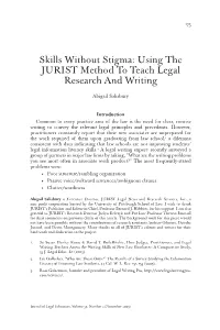Using the JURIST Method to Teach Legal Research and Writing