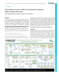 Generating Mouse Models for Biomedical Research: Technological Advances Channabasavaiah B
