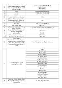 1 Name of the School with Address: (Strictly As Per Affiliation Sanction