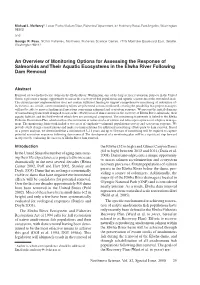 An Overview of Monitoring Options for Assessing the Response of Salmonids and Their Aquatic Ecosystems in the Elwha River Following Dam Removal
