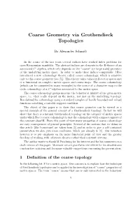 Coarse Geometry Via Grothendieck Topologies