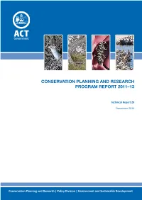 Conservation Planning and Research Program Report 2011–13