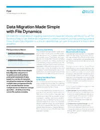 Data Migration Made Simple with File Dynamics Eliminate the Complexities of Migrating Data Between Disparate Networks with Micro Focus® File Dynamics