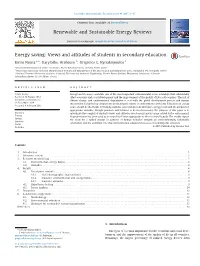 Energy Saving: Views and Attitudes of Students in Secondary Education