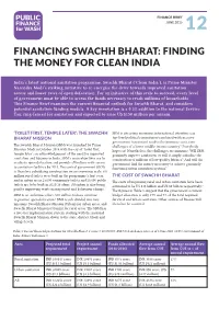 Financing Swachh Bharat: Finding the Money for Clean India