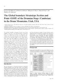 (GSSP) of the Drumian Stage (Cambrian) in the Drum Mountains, Utah, USA