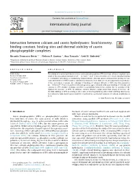 Interaction Between Calcium and Casein Hydrolysates: Stoichiometry, Binding Constant, Binding Sites and Thermal Stability of Casein Phosphopeptide Complexes