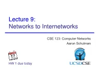 Lecture 9: Networks to Internetworks