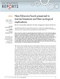 New Ediacara Fossils Preserved in Marine Limestone and Their Ecological Implications