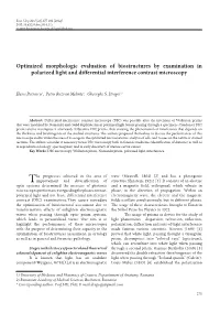 Optimized Morphologic Evaluation of Biostructures by Examination in Polarized Light and Differential Interference Contrast Microscopy