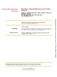Options Bed Bugs: Clinical Relevance and Control