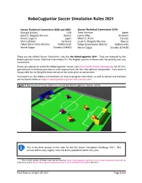 Robocupjunior 2021 Soccer Simulation Rules – Final