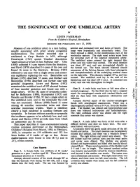 The Significance Ofone Umbilical Artery