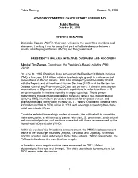 USAID ACVFA: October 25, 2006 Summary Meeting Report