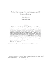 Estimating an Auction Platform Game with Two-Sided Entry