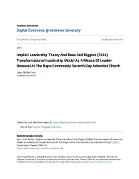 Implicit Leadership Theory and Bass and Riggio's (2006