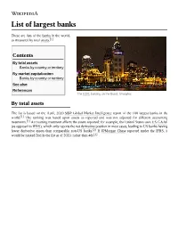 List of Largest Banks
