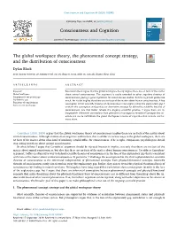 The Global Workspace Theory, the Phenomenal Concept Strategy, and the Distribution of Consciousness T