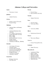 Alumnae Colleges and Universities