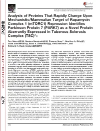 Analysis of Proteins That Rapidly Change Upon Mechanistic