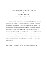 HOBBES and PLATO on the MOTIVATION to BE JUST By