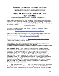 MELCHIOR YODER LINE- Part TWO M24 Thru M25 Expanded and Presented by Donald G