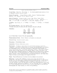 Nacrite Al2si2o5(OH)4 C 2001 Mineral Data Publishing, Version 1.2 ° Crystal Data: Monoclinic