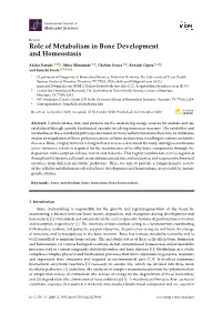 Role of Metabolism in Bone Development and Homeostasis