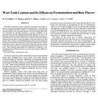 Wort Trub Content and Its Effects on Fermentation and Beer Flavor1